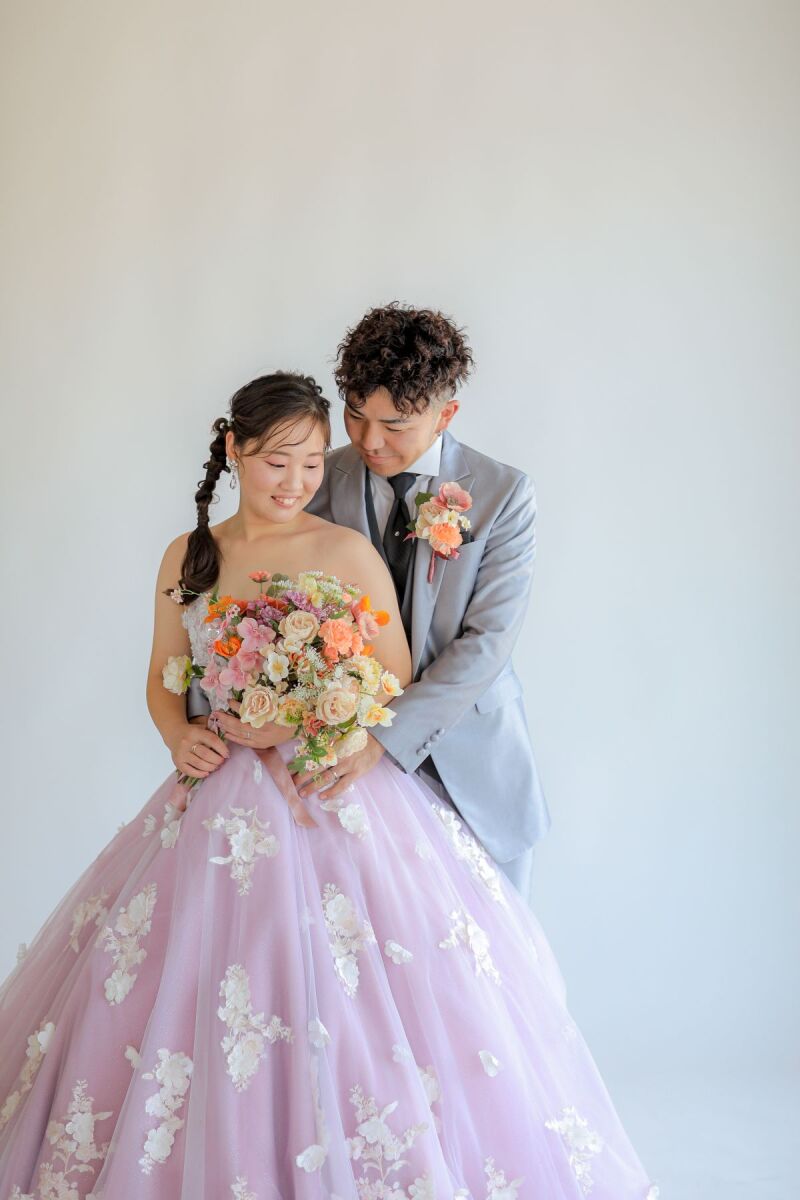 ピンク紫のカラードレス