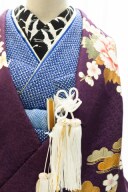 刺繍襟(黒地・鶴)