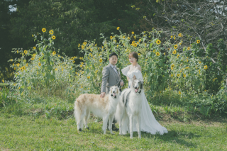水元公園でわんちゃんと一緒にウェディングフォト＊