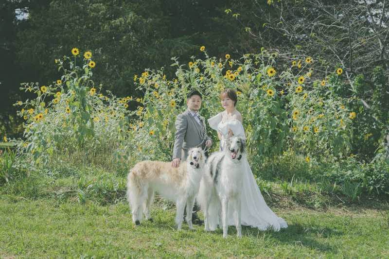 水元公園でわんちゃんと一緒にウェディングフォト*