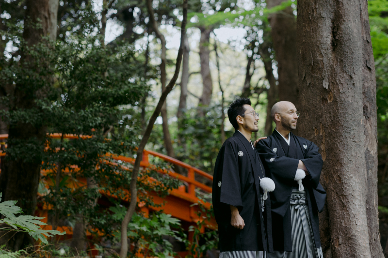 袴×袴　庭園でのお写真