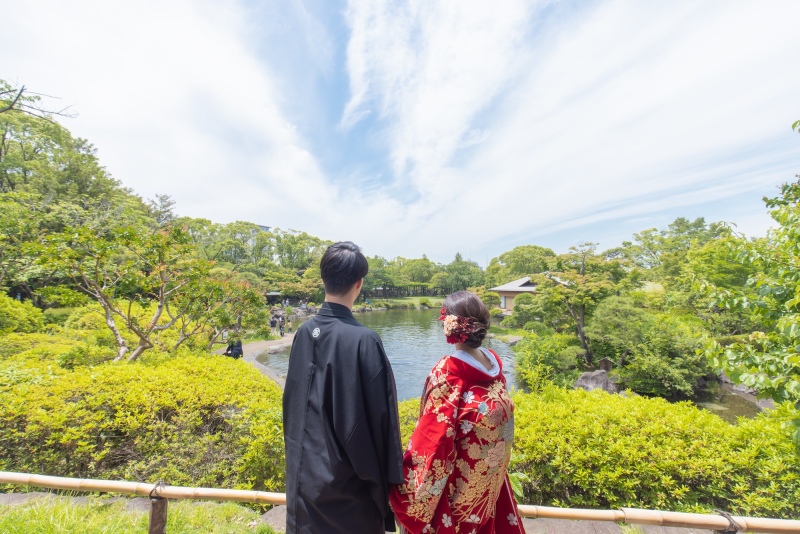 【和装ロケ】"平成庭園"撮影プラン◆和の空間を楽しみながらゆったり1時間撮影・ご新婦様ヘア&メイク・着付け・移動費・全データ込