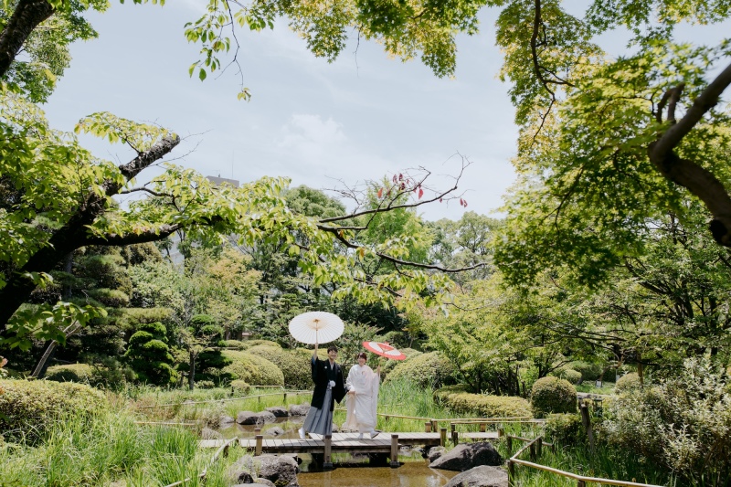 【和装ロケ】"平成庭園"撮影プラン◆和の空間を楽しみながらゆったり1時間撮影・ご新婦様ヘア&メイク・着付け・移動費・全データ込