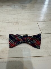 チェック蝶タイ