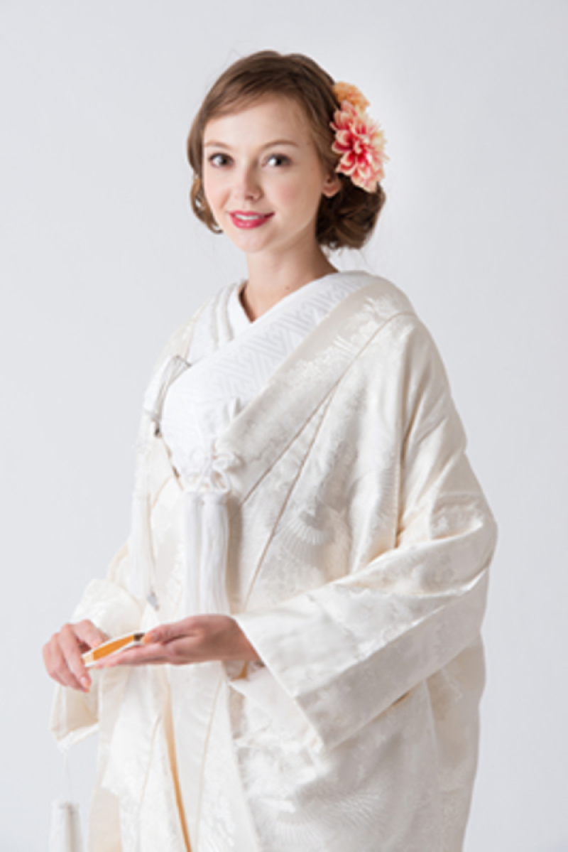 3-037 小花流水に鶴