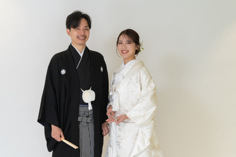 白無垢と紋付袴でスタジオ撮影からスタートです！