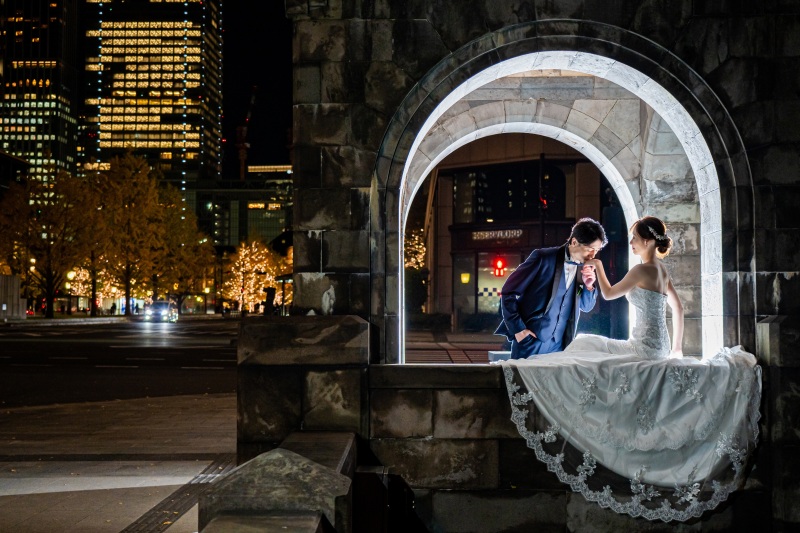 ☆2月撮影限定価格☆【純白チャペル×東京駅舎前Night撮影】衣装フリーチョイス!100カットコミコミプラン|新郎新婦洋装1着