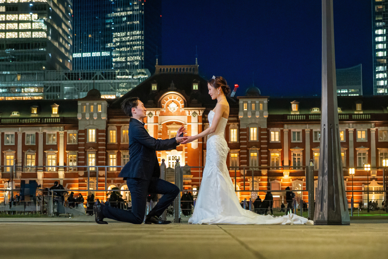 【和装で浅草周辺ロケーション撮影+洋装で東京駅ナイト撮影】こみこみ60カット|ナイト撮影料金も移動費もプラン内