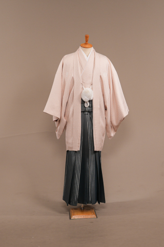 桂由美ピンク/グレー縞袴