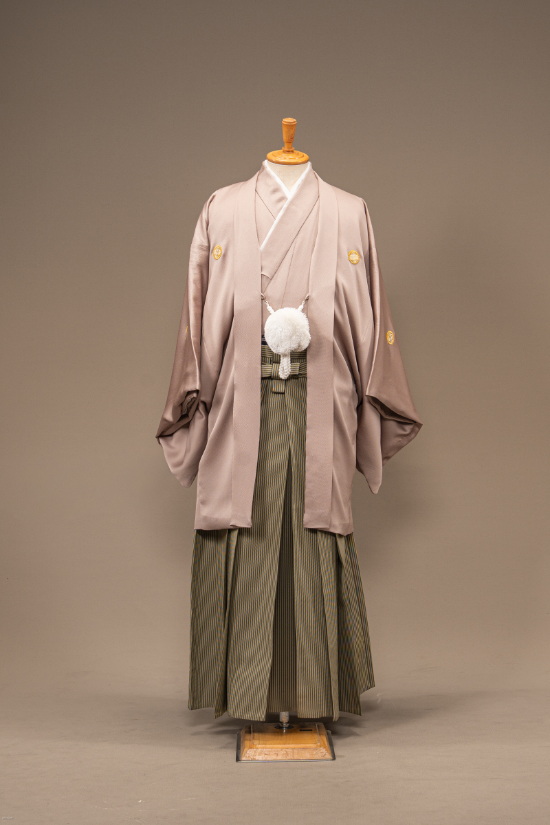 ベージュ/緑仙台平袴