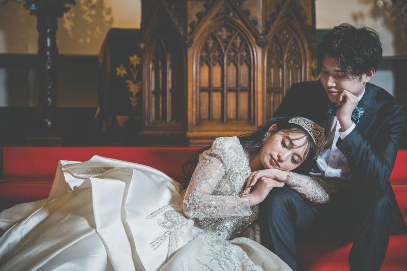 【チャペルフォトプラン】｜チャペルを貸切撮影｜データ100カット内20カット補正データ込｜提携衣装店衣装レンタル込｜生花ブーケ付