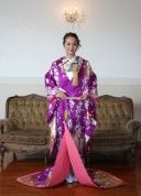 紫花車に市松桜