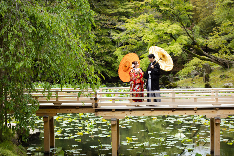 【和装1点】雨天時日程変更OK◆ 岡山後楽園で移動ゼロ!伝統とトレンドが叶うロケーションフォト<事前衣装試着付き◆全データ込>