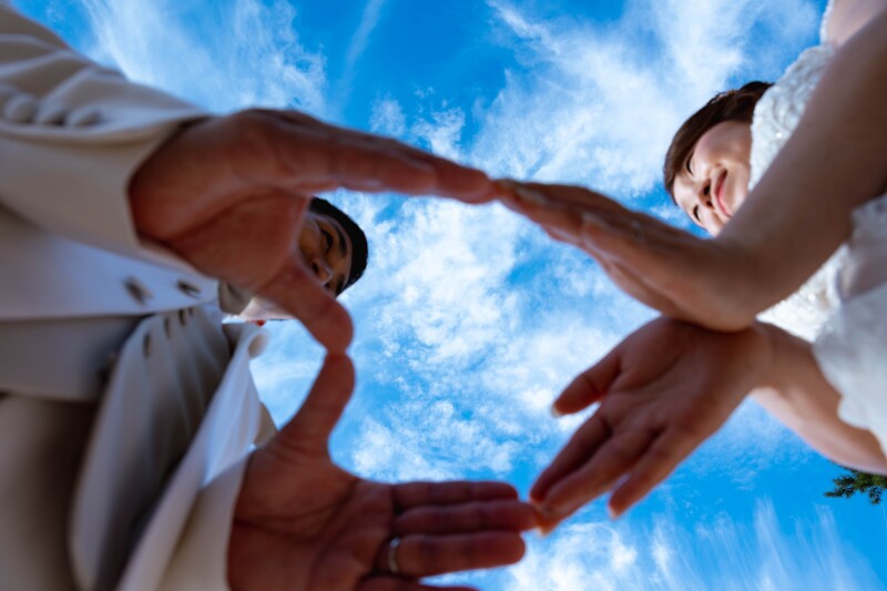 お二人で作ったハートの中も青空!!