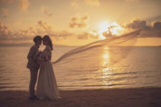 ビーチ&グリーン&サンセット撮影(150カット) 110,000円 ＼アーティシャルブーケ選択可能／