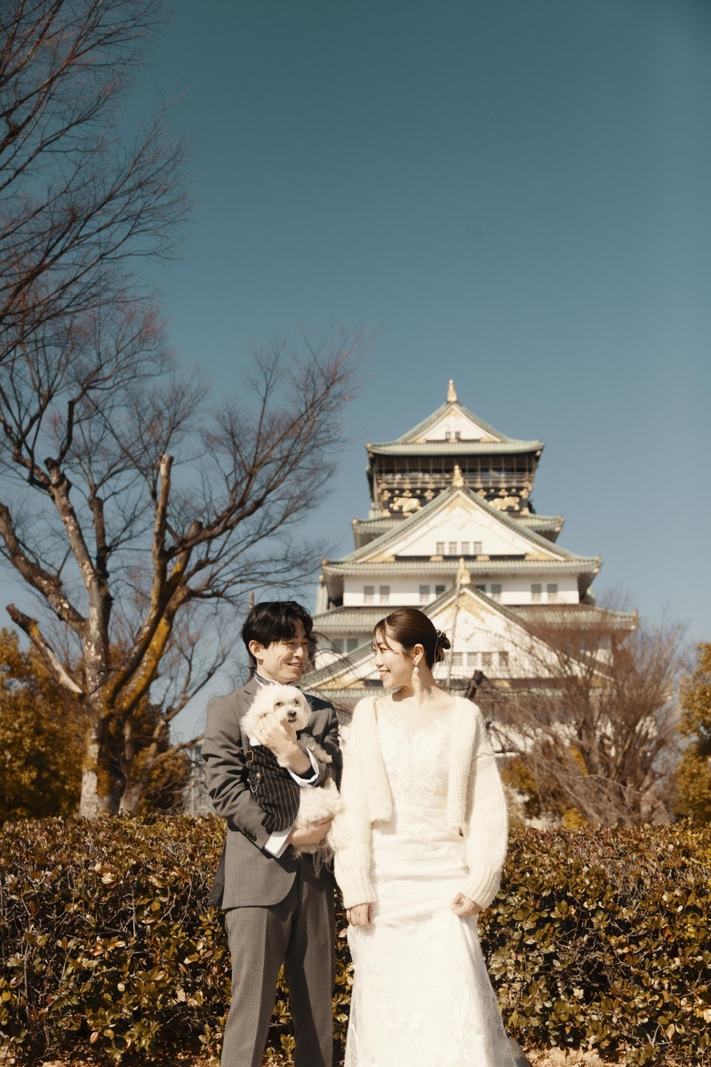 【ドレス・ブーケ付き】洋装ドレスレンタル♢大阪城公園フォト200カットプラン!♢ヘアメイクアテンド/データ200カット