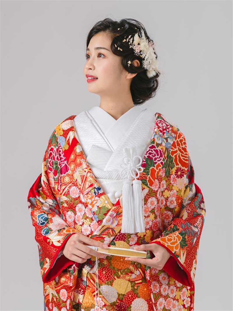 百花道長取地紋尽し(赤) 