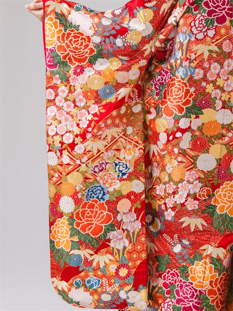 百花道長取地紋尽し(赤) 