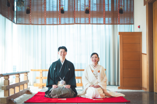 全天候型　神殿での和装撮影