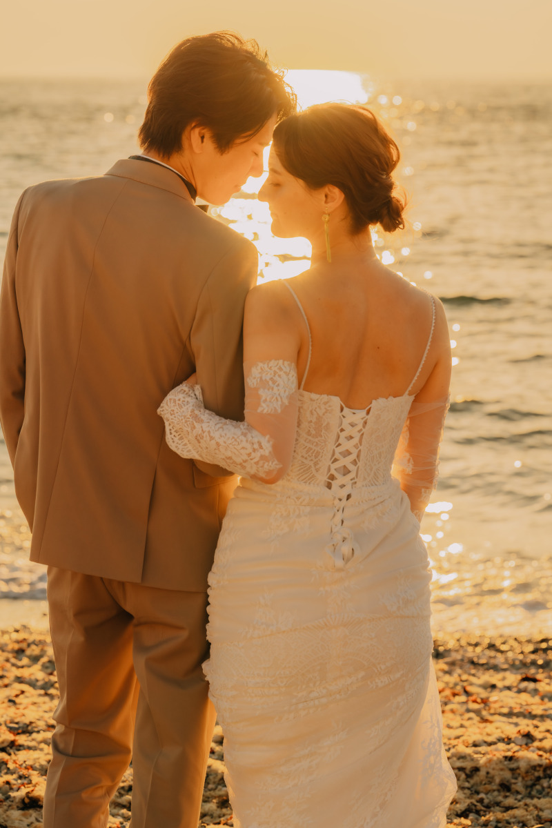 【ラスティックフォトプラン】ビーチ+明石海峡ナチュラル・ボヘミアンテイストのウェディングフォト