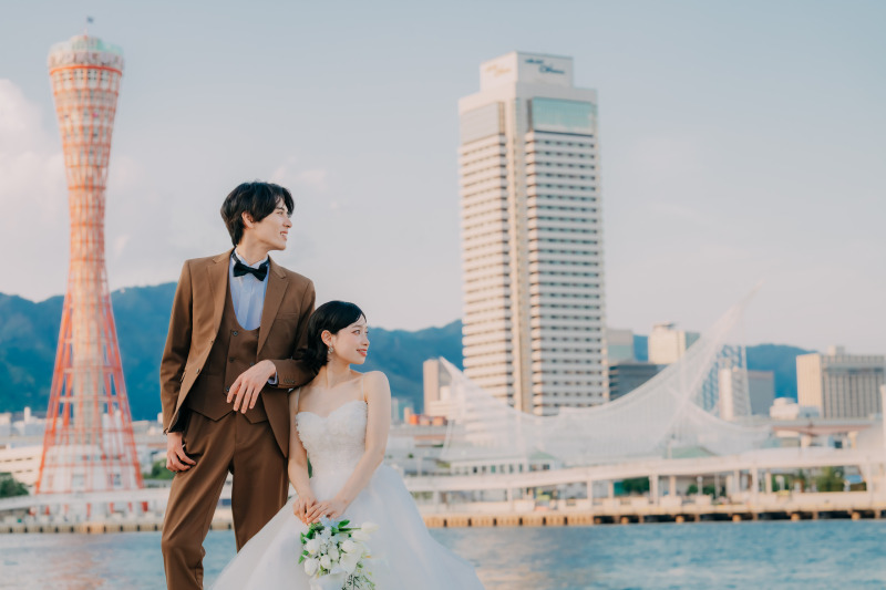【グッゲンハイム邸＆ハーバー前撮りプラン】 クラシカルな旧グッゲンハイム邸と、神戸港での撮影で、ロマンチックなウェディングフォト