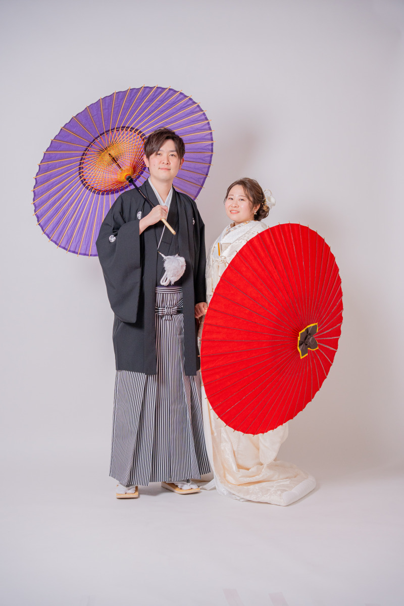 番傘を差して華やかに