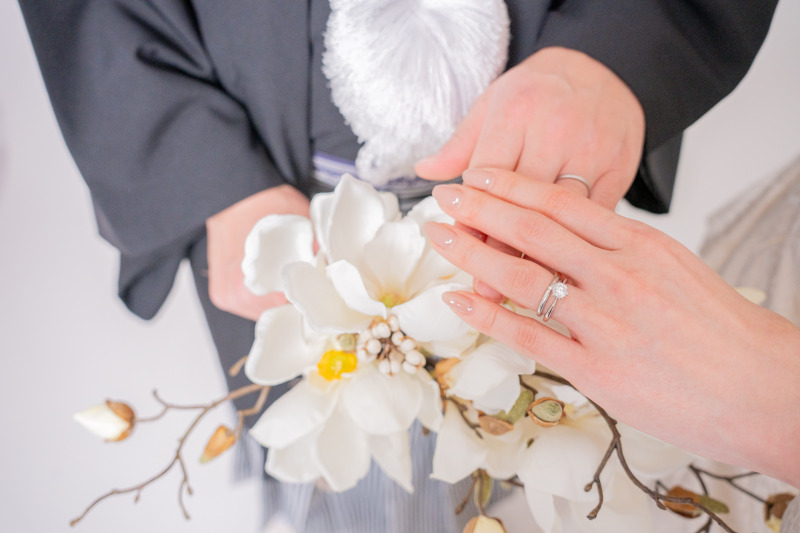 指輪と花嫁さんの手元
