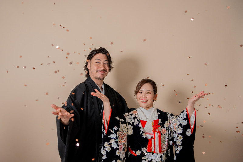 撮影の最後はコンフェッティで締めくくり♡