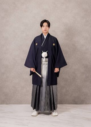 四天紺-白黒ぼかし