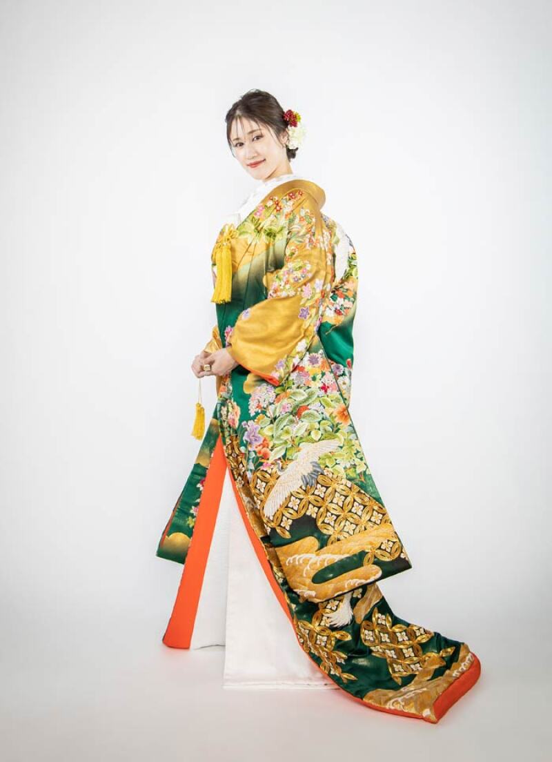 遠山に草花