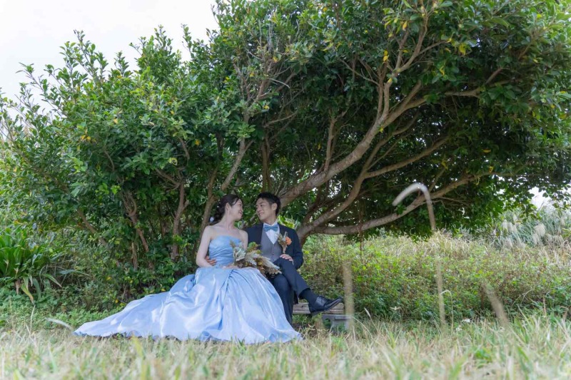 カラードレスでもグリーン撮影を満喫頂きます！