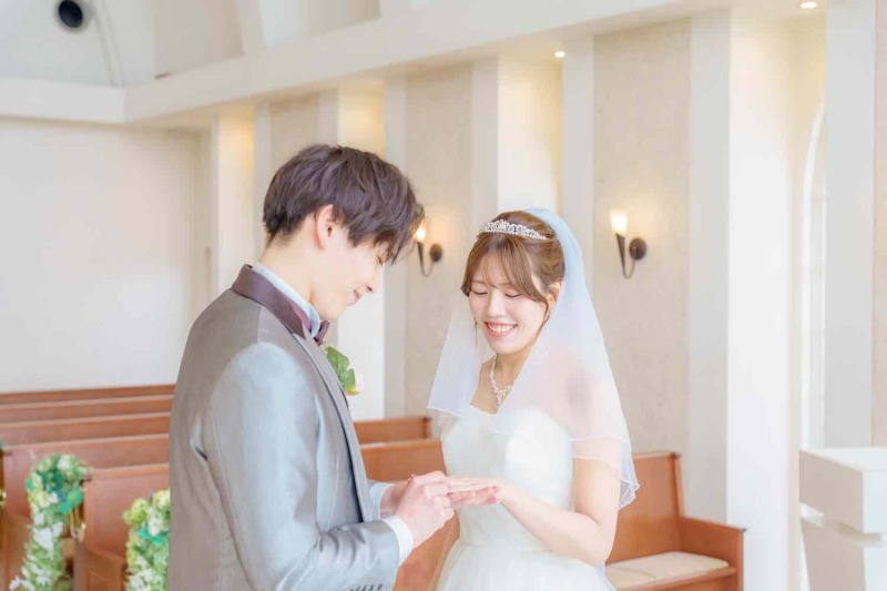 祭壇で指輪の交換^_^