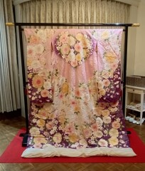 K６１５友禅紫地ハート牡丹