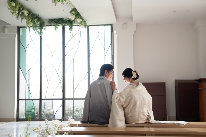 洋装だけでなく和装もチャペルで撮影可能