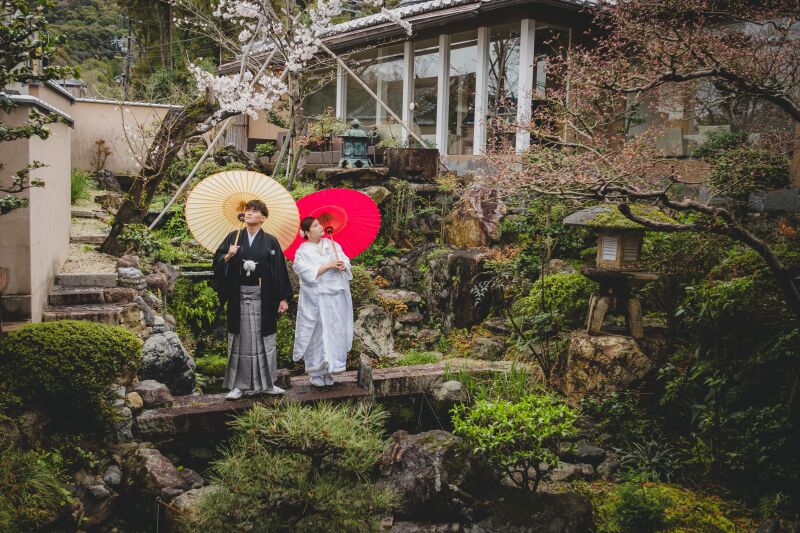 伝統あるお庭での撮影