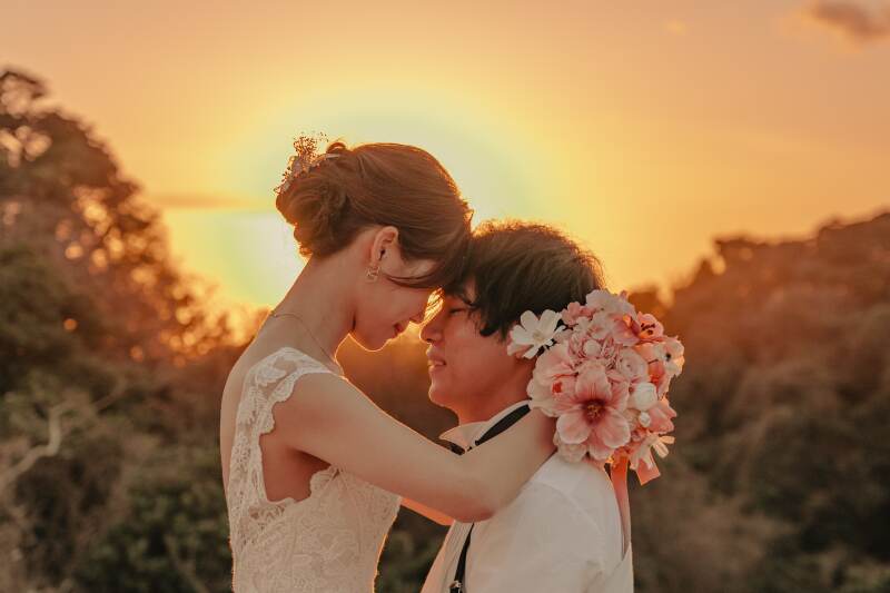 夕日を背景に動画も写真も残せます！