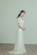 韓国スタイル スレンダーライン キラキラ ウェデングドレス