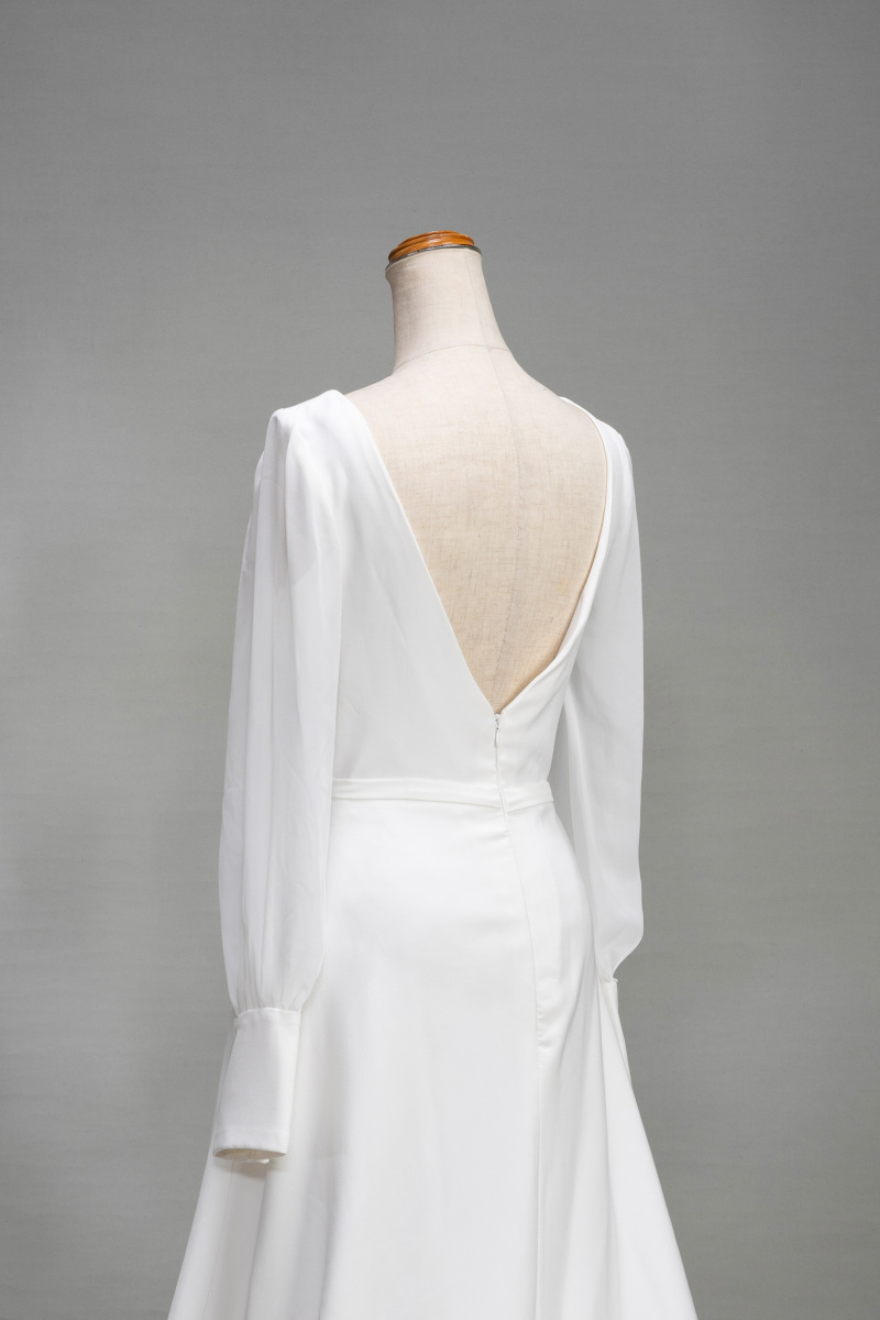 カシュクールロングスリーブドレス