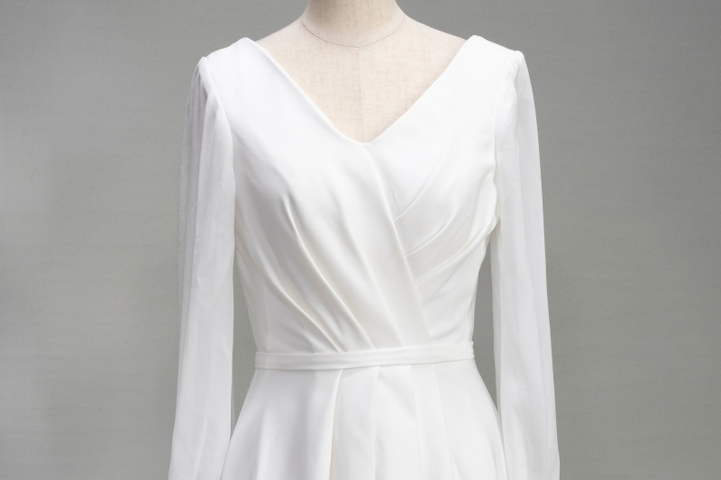 カシュクールロングスリーブドレス