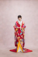 赤の色打掛・大輪の牡丹