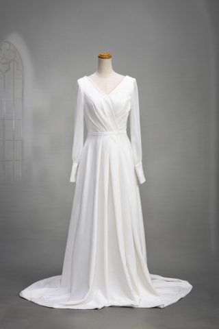 カシュクールロングスリーブドレス