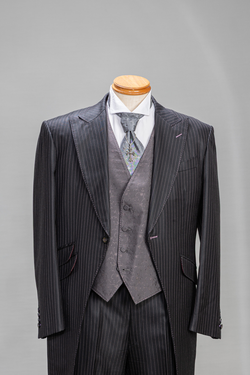 黒地・ストライプ・リバーシブルベスト