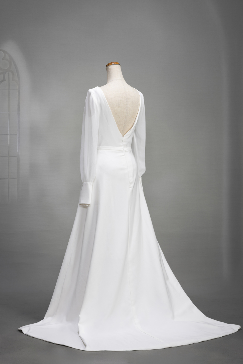 カシュクールロングスリーブドレス