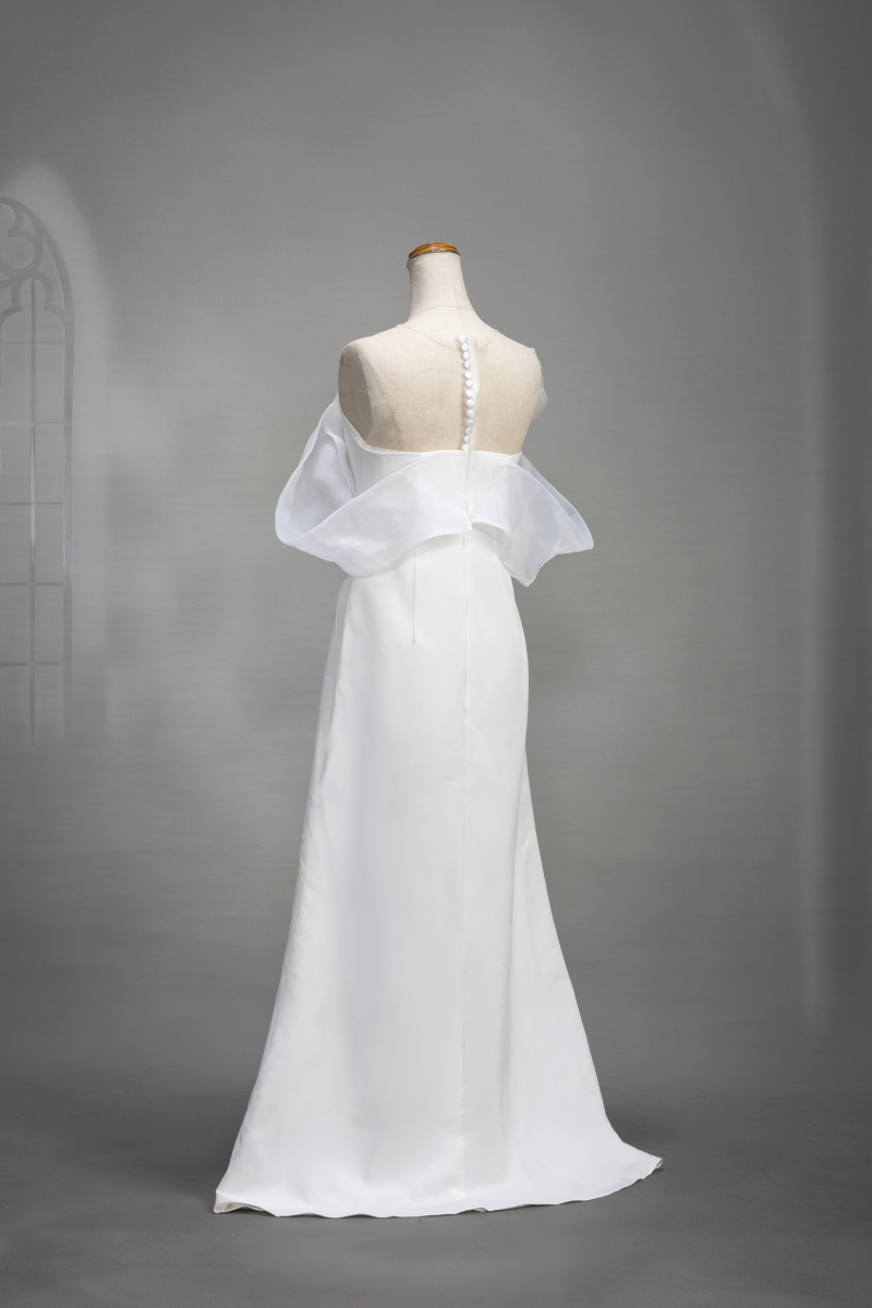 チュール袖ドレス