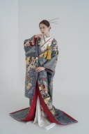 金襴　宝尽光琳鶴/ネイビー