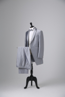 ベスト白ストライプ　ラメ細タイ