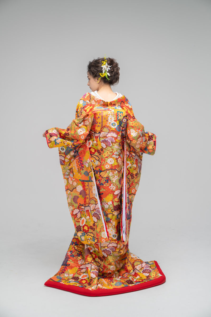 手織　平安御所解　赤