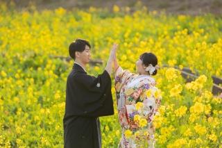 菜の花畑で撮影！