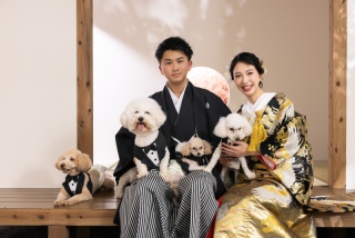 ワンちゃんもOK！和装でスタジオ撮影＾＾