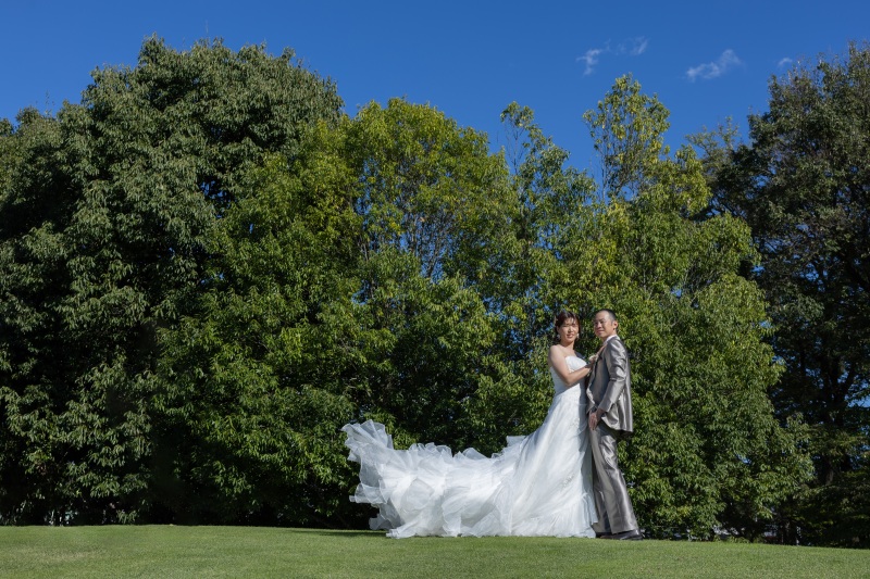 天気も良くガーデンでの撮影も